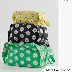 Baggu Daisies 3D Zip Bag Pouch Case Set